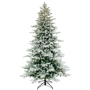 6.5FT Slim Flocked Kelford Fir-Pre Lit Puleo Christmas Tree | AT81